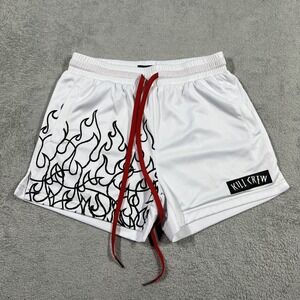Kill Crew Shorts Mens Medium White Muay Thai Mid Thigh Cut Training Gym Workout